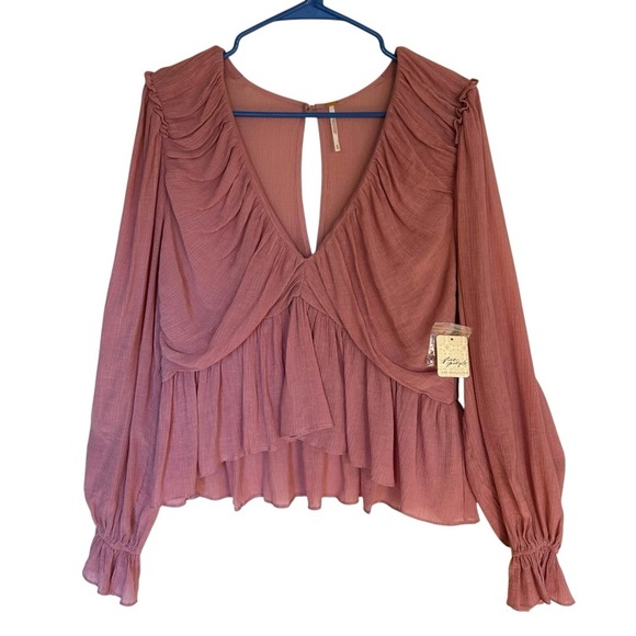 Free People NWT Daia Blouse Mountain Flower Medium Romantic Feminine - Picture 6 of 14